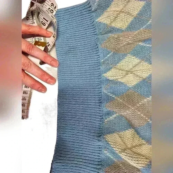 Vintage Union Workers USA Blue Sweater Vest Vneck Size S Argyle Pattern Acrylic - Picture 11 of 12